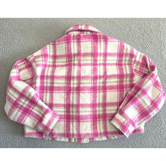 Zara Pink Plaid Crop Shirt Jacket Shacket Fuzzy Thick Coquette Western - Picture 2 of 16